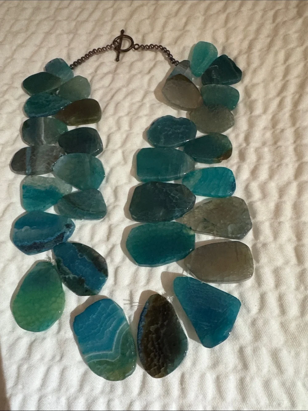 Handcrafted Teal Agate Statement Necklace